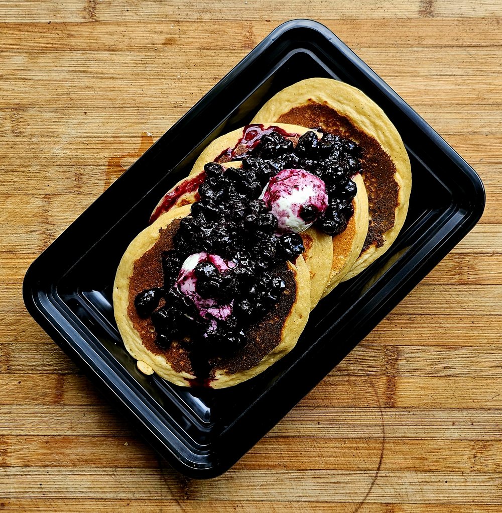 Lemon Blueberry Protein Pancakes