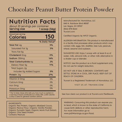 Organic Chocolate and Peanut Butter Plant Based Protein Powder